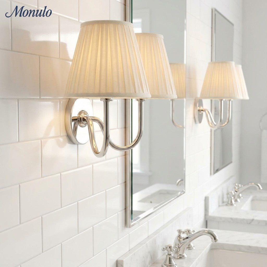 Luvora Fabric Shade Wall Sconce with Drum Shade - Classic Pleated Sconce Light