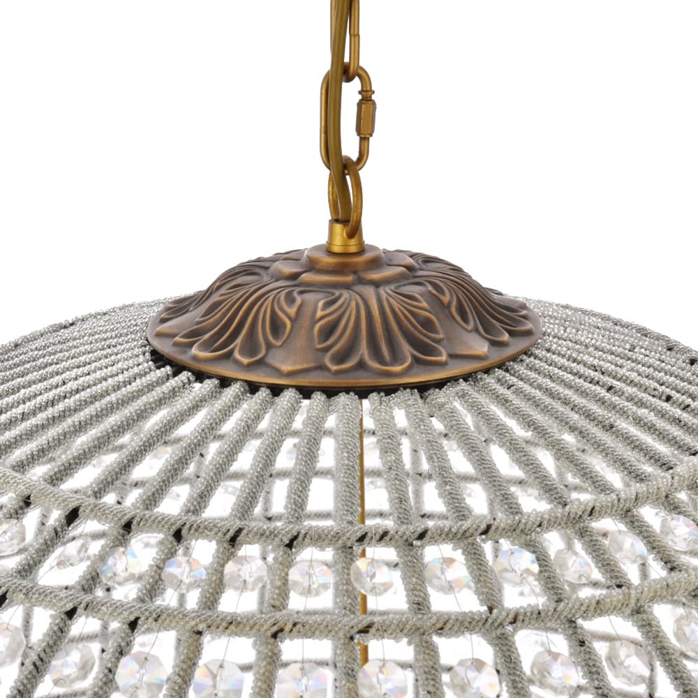Lustre globe en cristal vintage luxueux avec finition en laiton antique
