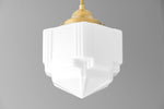 Cargar imagen en el visor de la Galería, Geotower Glass Skyscraper Shade Art Deco Pendant Light – Modern Industrial Ceiling Lamp for Living Room
