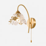 Charger l'image dans la visionneuse de galerie, Style B French floral brass-tone wall sconce with pull chain
