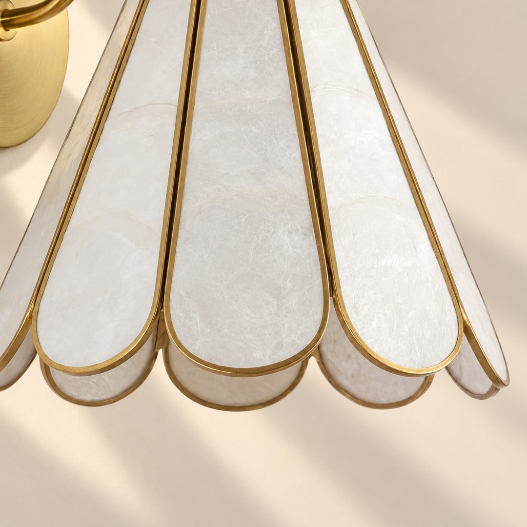 Brass Band Hourglass Shade Capiz Petal Wall Light