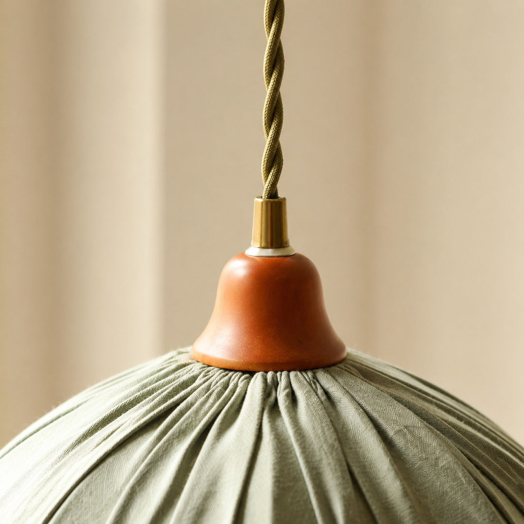 Ruched Fabric Pendant Light with Pleated Shade