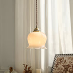 Load image into Gallery viewer, Brass Resin Petal Plug-In Pendant