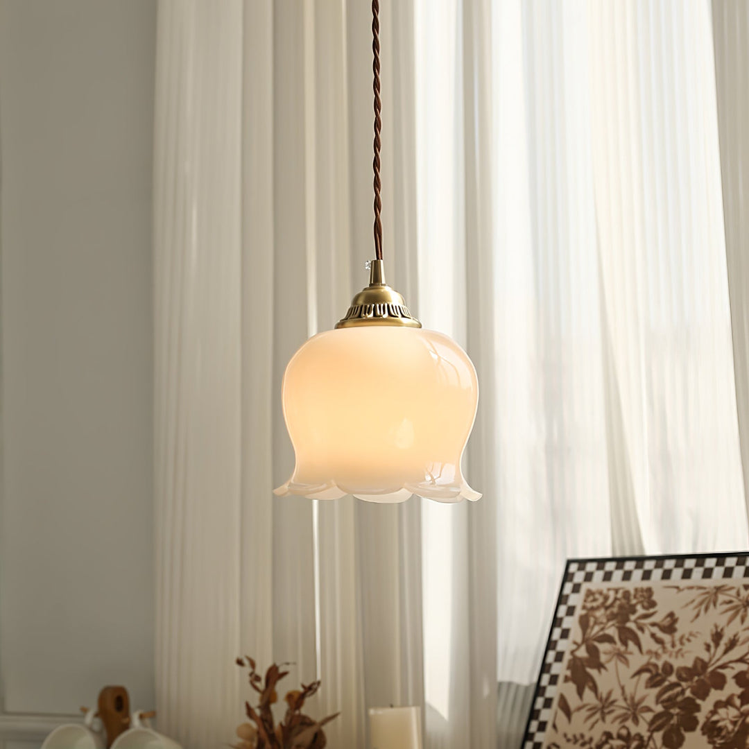 Brass Resin Petal Plug-In Pendant
