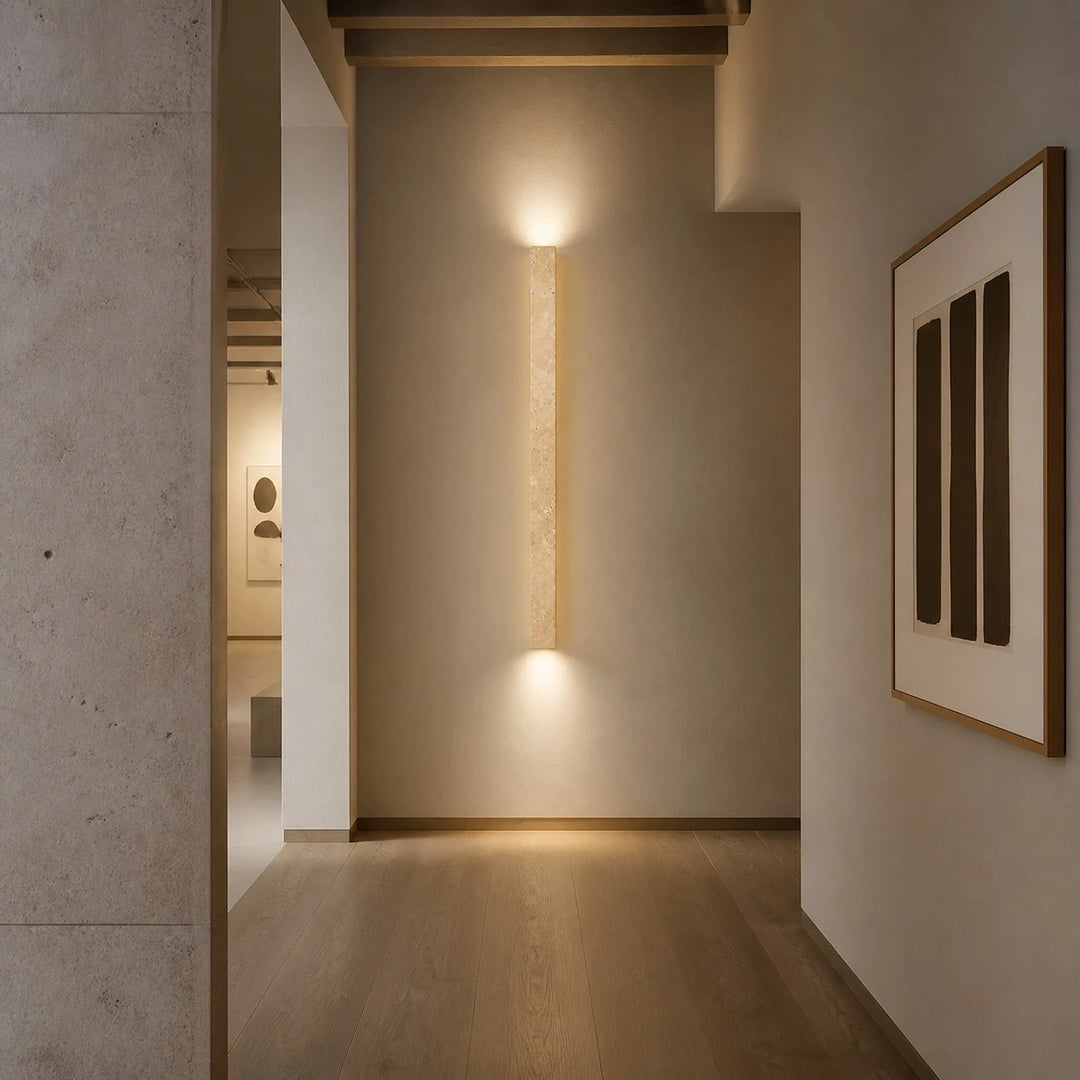 stone linear wall sconce scene