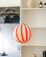 Bild in Gallery-Viewer laden, Red Striped Glass Globe Hardwired Pendant