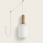 Charger l'image dans la visionneuse de galerie, White Model A Small ribbed glass plug-in pendant light