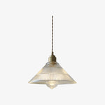 Cargar imagen en el visor de la Galería, Lámpara colgante acanalada Ribilux - Vidrio y metal vintage para cocina y comedor