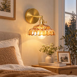 Cargar imagen en el visor de la Galería, Vintage Brass Puff-Skirt Glass Wall Lamp