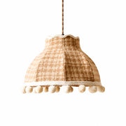 French Cream Pom Pom Fabric Pendant Light