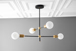 Load image into Gallery viewer, Mobilux Line Black and Brass Chandelier - Contemporary Globe Ceiling Hanging Light
