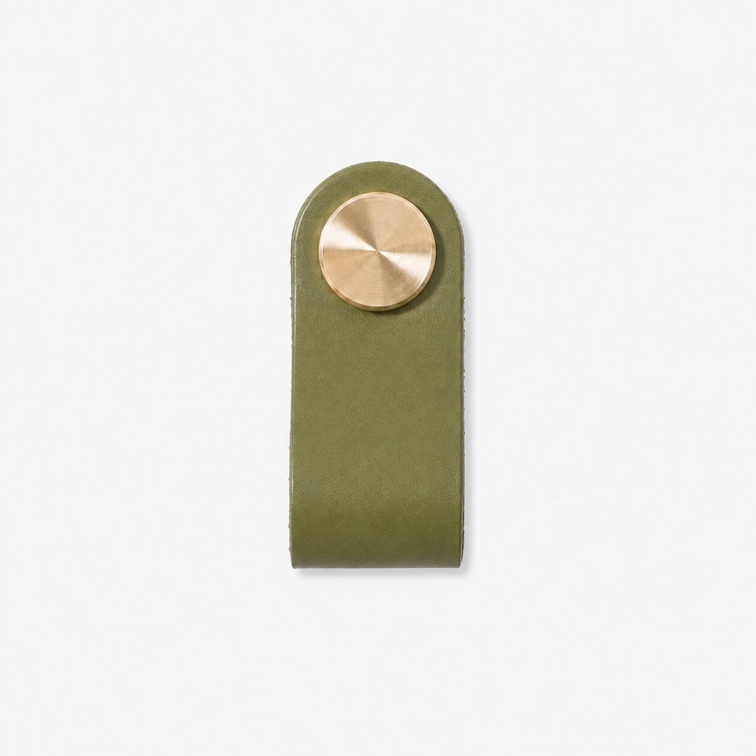 Cowhide leather and brass cabinet pull handle color and size option