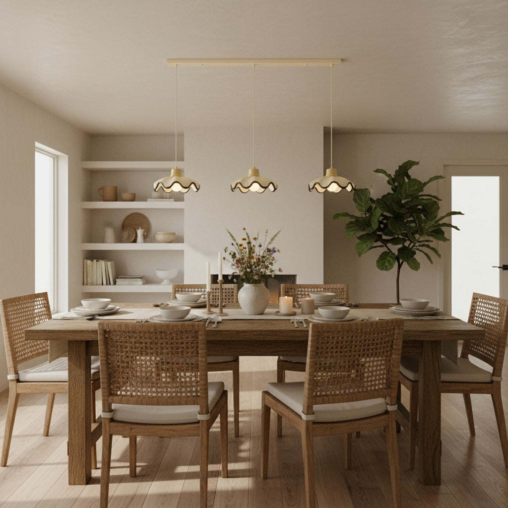 Suspension en résine en forme d'onde Resinova - Résine métallique moderne pour salles à manger et cuisines