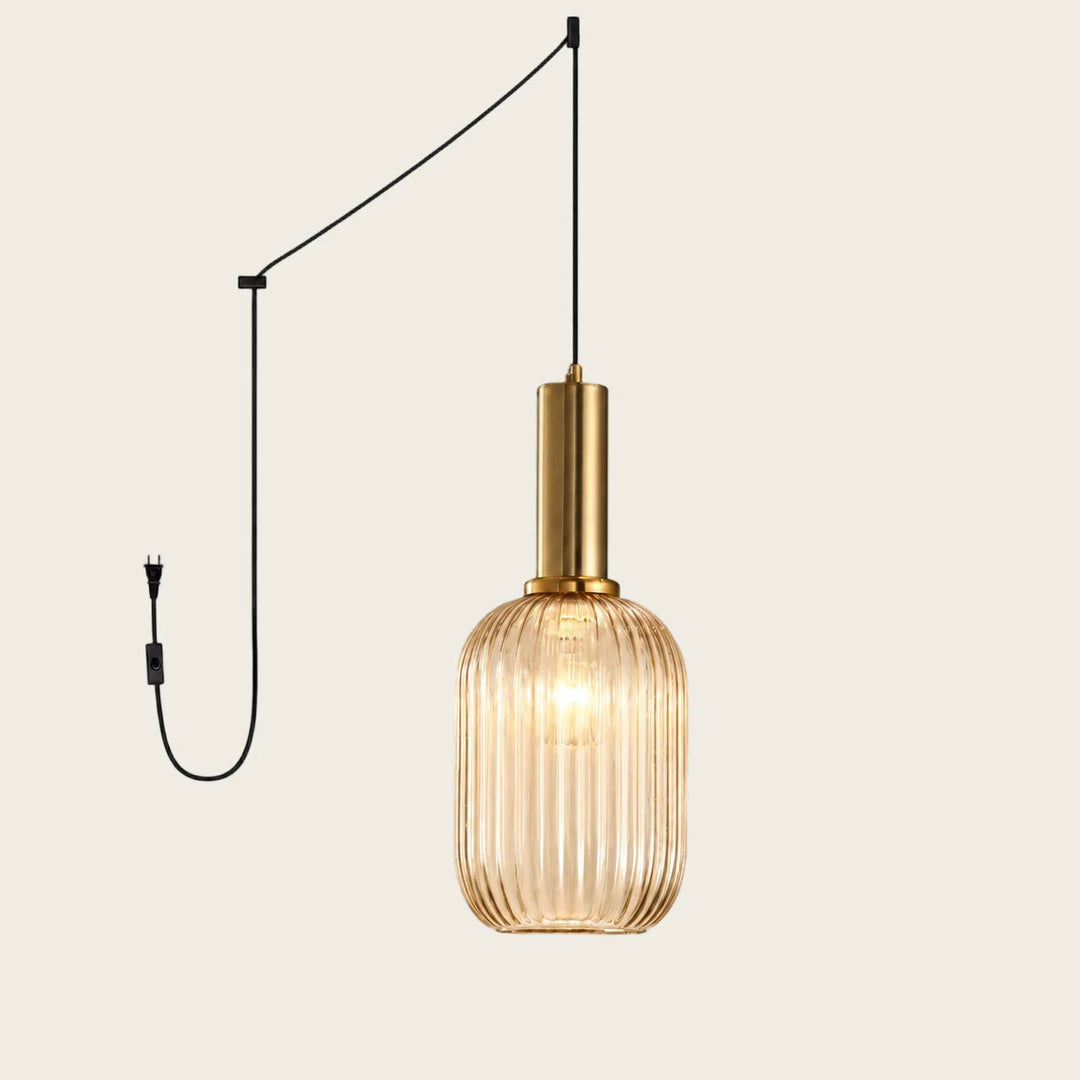 Tawny Model A Small ribbed glass plug-in pendant light