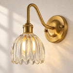 Bild in Gallery-Viewer laden, Vintage Brass Flower Glass Wall Lamp