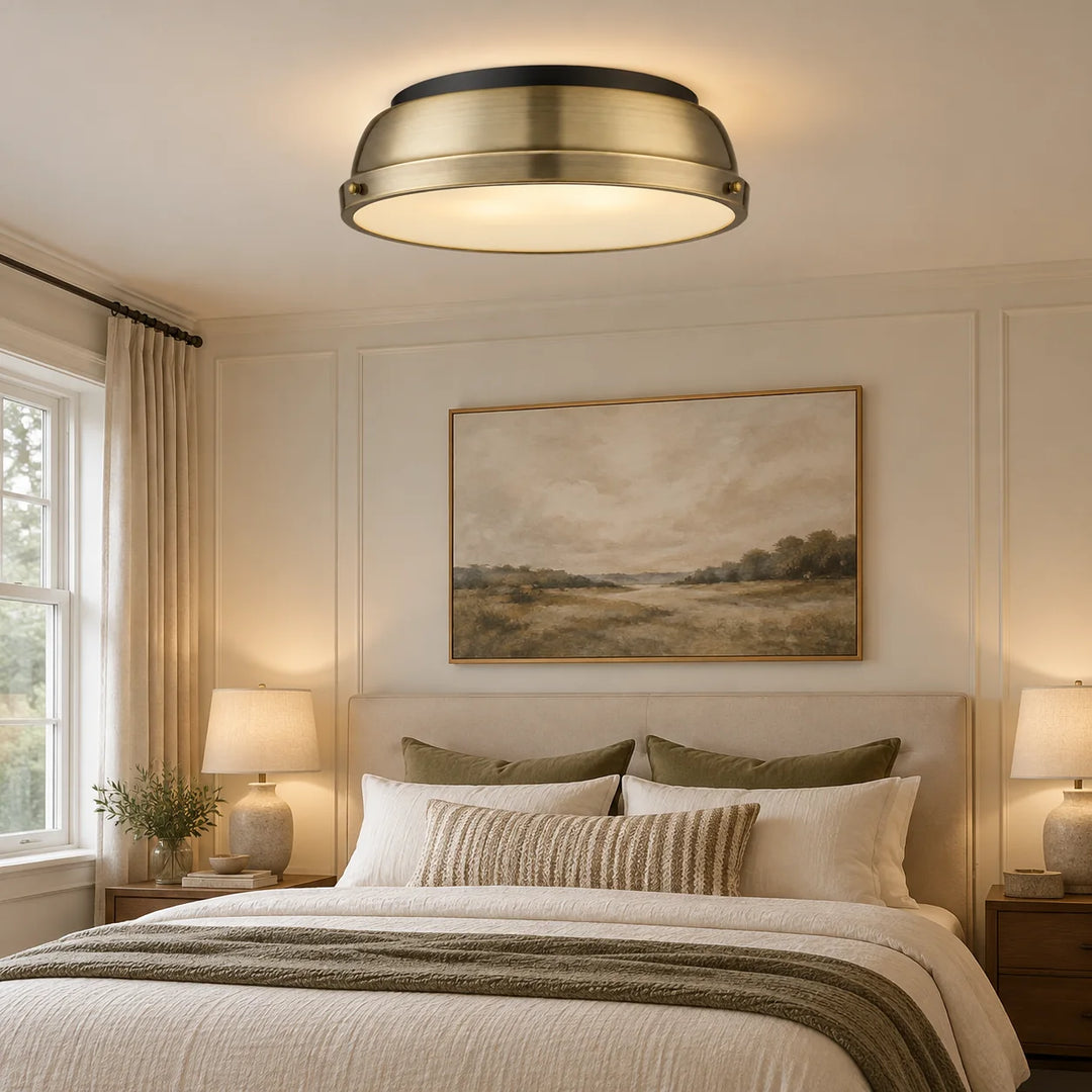 Metal Flush Ceiling Light with three metal finishes and colour choices - New2609-1024482 interior scene