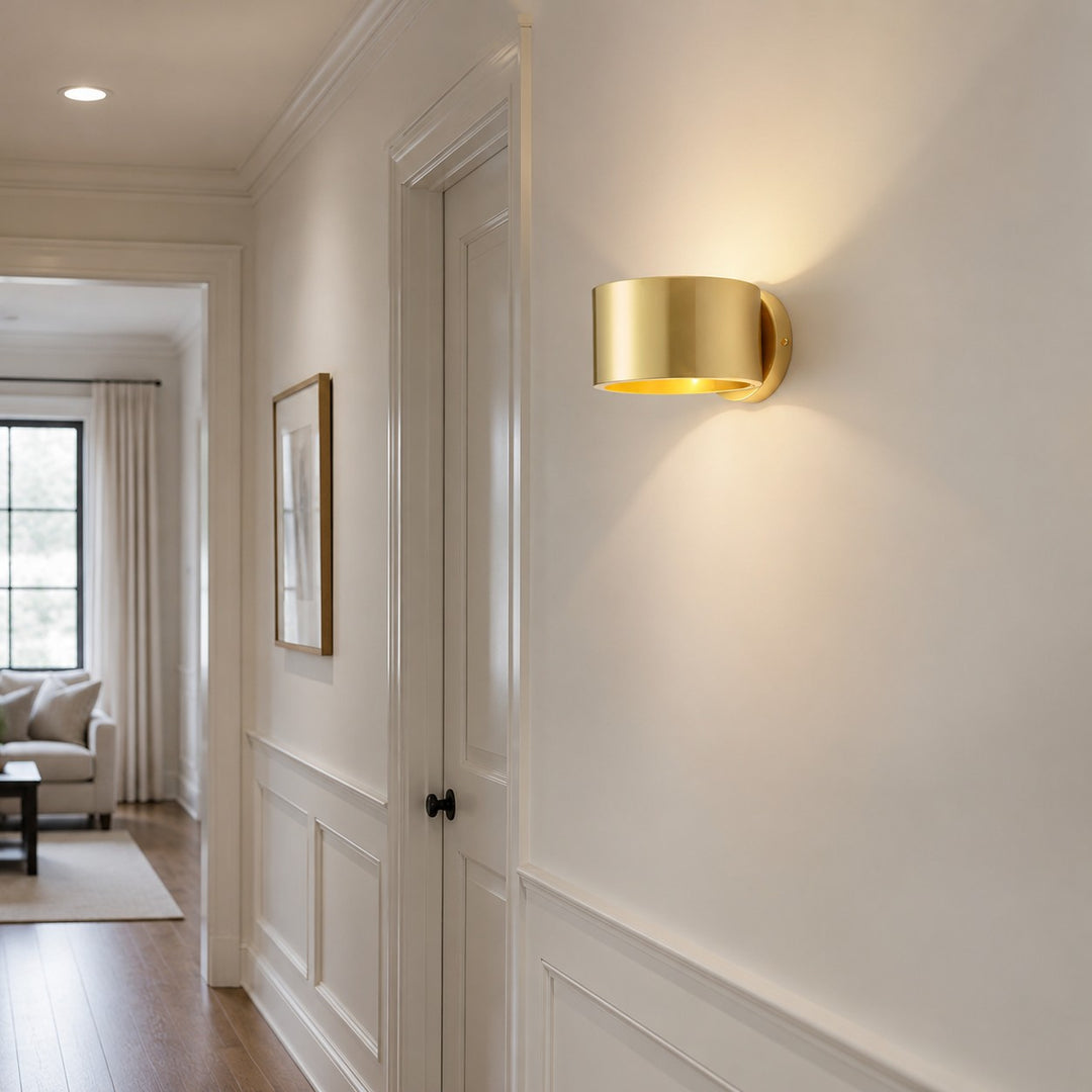 Vintage Brass Cylindrical Wall Sconce