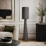 Charger l'image dans la visionneuse de galerie, Gray striped floor lamp styled in a sofa corner