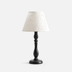 Load image into Gallery viewer, Vintage black iron table lamp with lace trim fabric shade