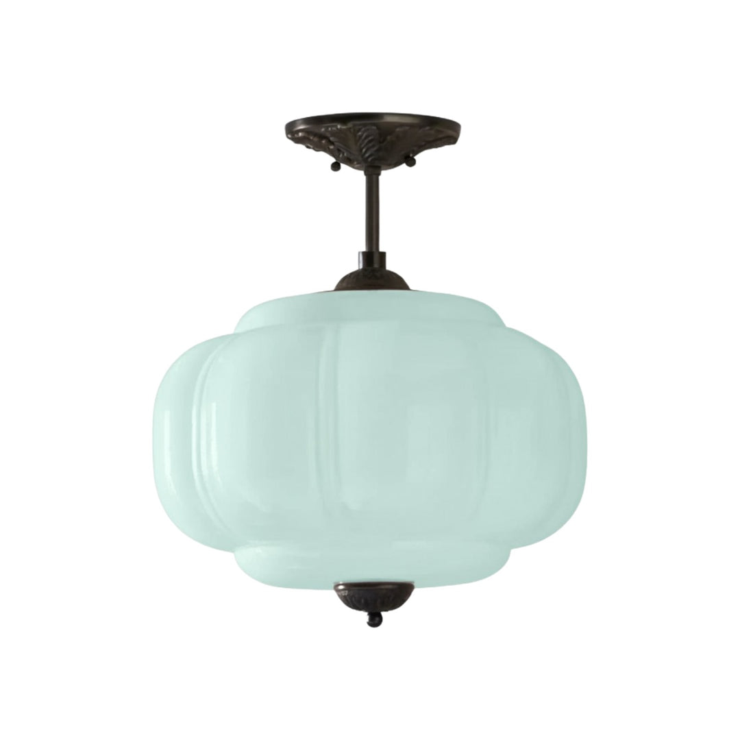 Lámpara colgante Eloise de vidrio lechoso festoneado de inspiración vintage: lámpara de acento moderna para cocina y dormitorio.
