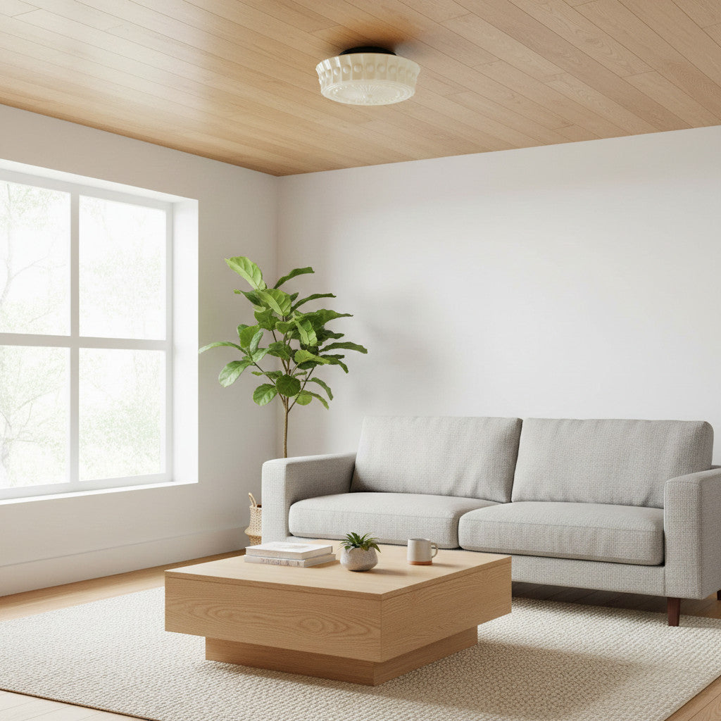 Dretta Vintage Classic Round Ceiling Light - Sculpted Art Glass Lighting Fixture for Living Room U02