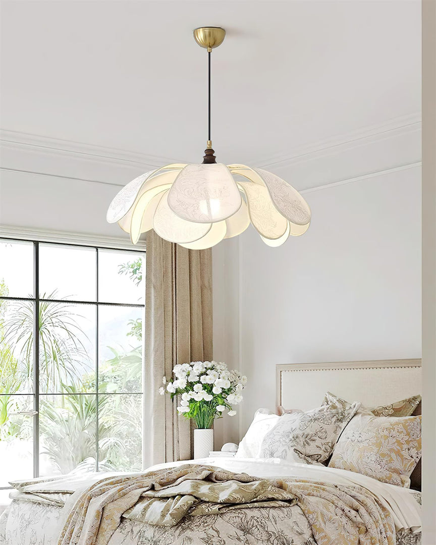 Layered Floral Fabric Plug-In Pendant