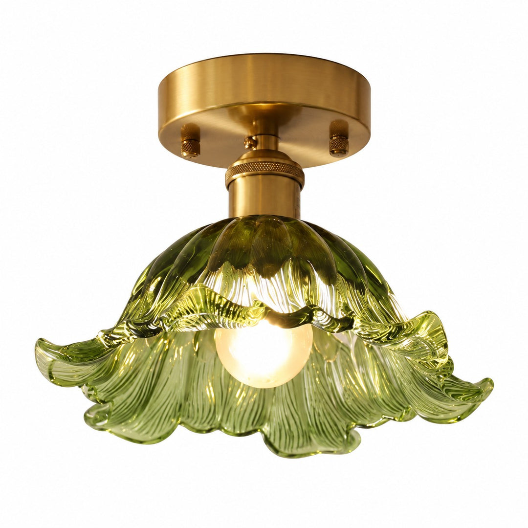 Green Striped-Flower Ceiling Light