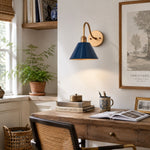 Load image into Gallery viewer, Industrial Modern Tapered Brass Gooseneck Sconce with Metal Silhouette