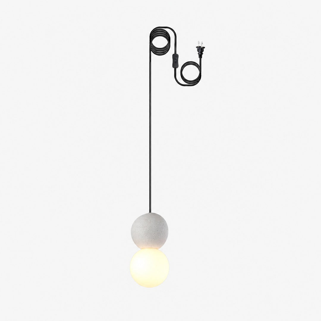 Textured Stone And Glass Plug-In Swag Pendant