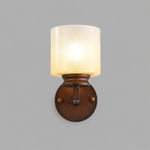 Cargar imagen en el visor de la Galería, Front view of lit aged bronze alabaster glass wall sconce