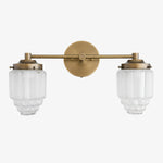 Bild in der Galerieansicht laden, Tierlux Glass Vanity Light - Art Deco Bathroom Fixture with Skyscraper Shades
