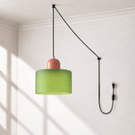 Bild in Gallery-Viewer laden, Mid‑Century Macaron Plug‑in Swag Pendant Light - Colorful Shade Hanging Lamp for Home Decor