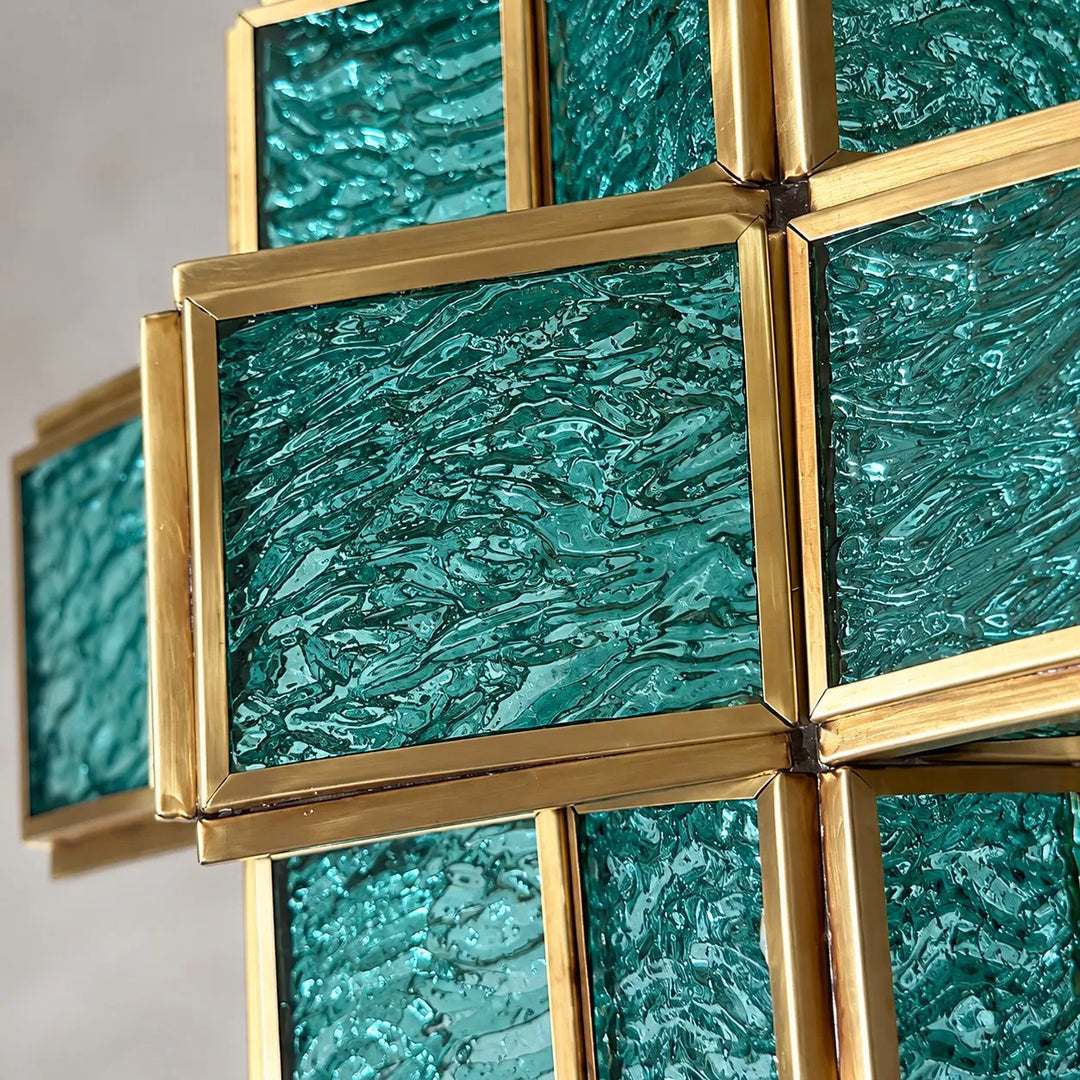 Vintage Geometric Stained Glass Pendant Lamp