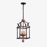Load image into Gallery viewer, Rustic birdcage pendant lamp with iron frame and wood accent