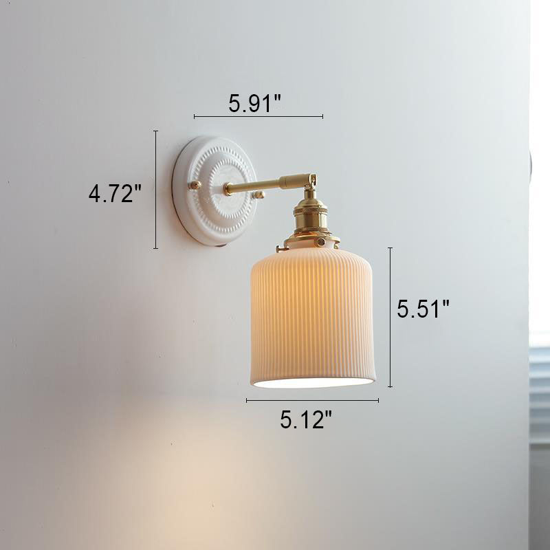 Lámpara de pared vintage de cerámica japonesa de latón con una luz