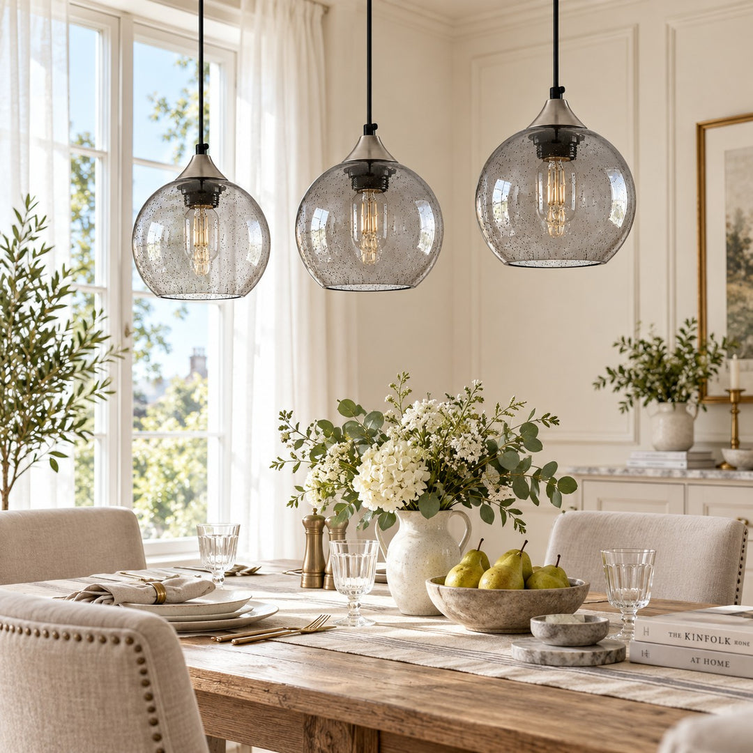 Bubble Glass Globe 3 - Light Single Pendant Light With Adjustable Cord