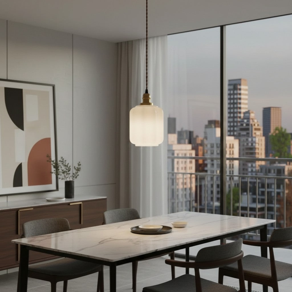 Lámpara colgante de linterna de vidrio creativa Glassora - Luz colgante elegante para cocina o dormitorio U15