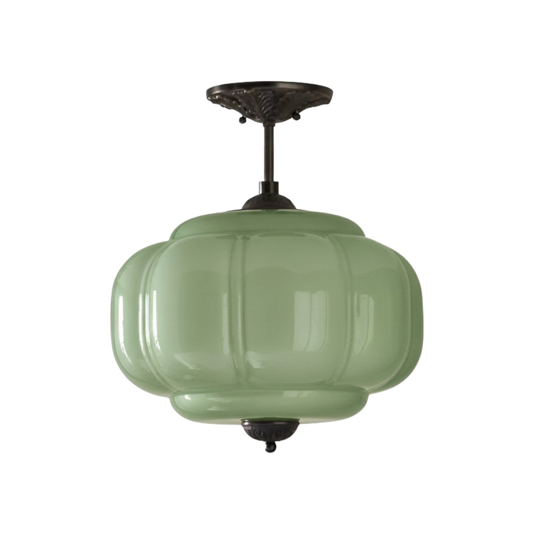 Lámpara colgante Eloise de vidrio lechoso festoneado de inspiración vintage: lámpara de acento moderna para cocina y dormitorio.