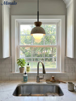 Load image into Gallery viewer, Modern Minimalist Hemisphere Travertine Wood Pendant Lamp