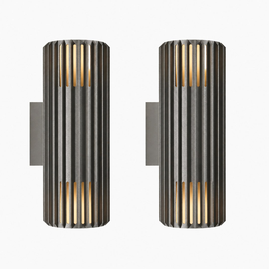 Fluted Shade Square Plate Aluminium Outdoor Sconce