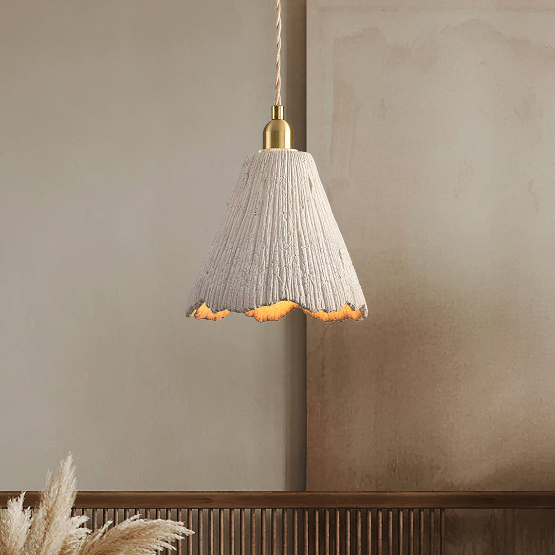 Textured Cement Gold Plug-In Swag Pendant