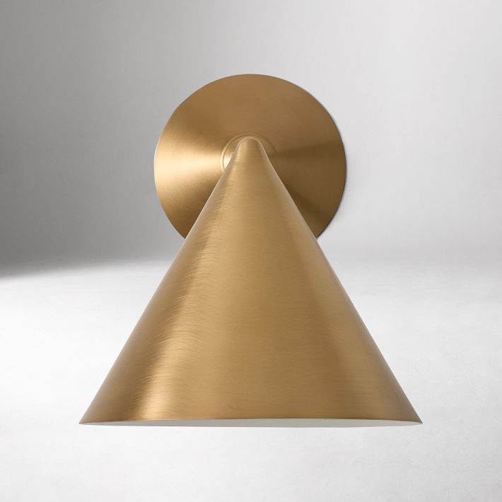 Aplique de pared cónico de metal Brivana: aplique de pared moderno para exteriores con pantalla cónica