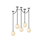 Load image into Gallery viewer, Black Metal Alabaster Globe Hardwired Chandelier