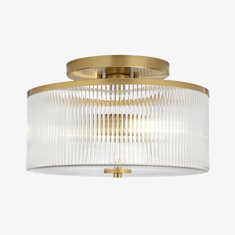 Rilona Gestreifte Glas-Trommel-Deckenleuchte — Klassische Halbeinbauleuchte für Schlafzimmer oder Büro U13