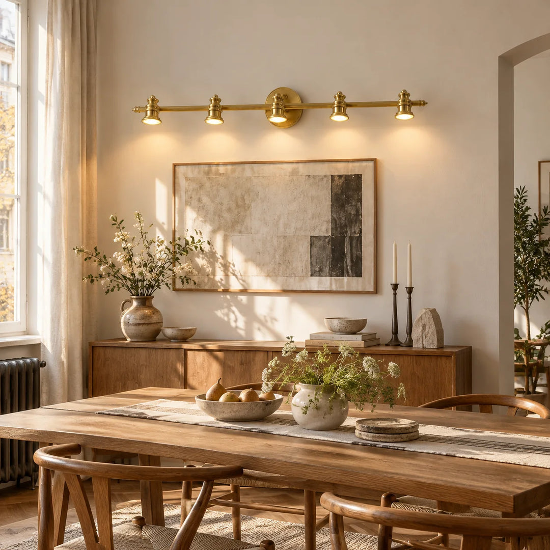Aurelia Brass Vanity Wall Light with natural brass and a linear wall bar - New2609-1024413 interior scene