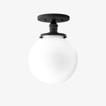 Bild in der Galerieansicht laden, Glorica Glass Mid Century Semi Flush Ceiling Light - White Opal Glass Globe Fixture
