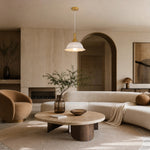 Load image into Gallery viewer, White pendant chandelier above a low table