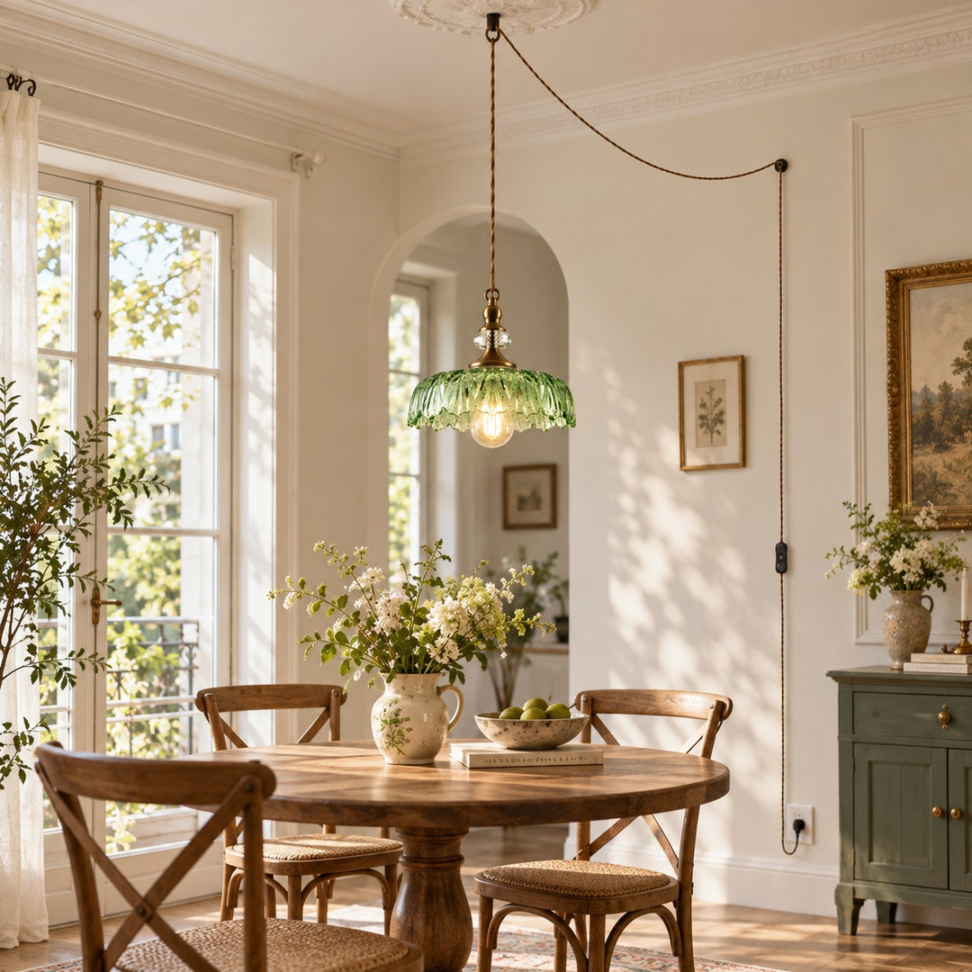 Verdoma Flower Glass Plug-in Pendant Light