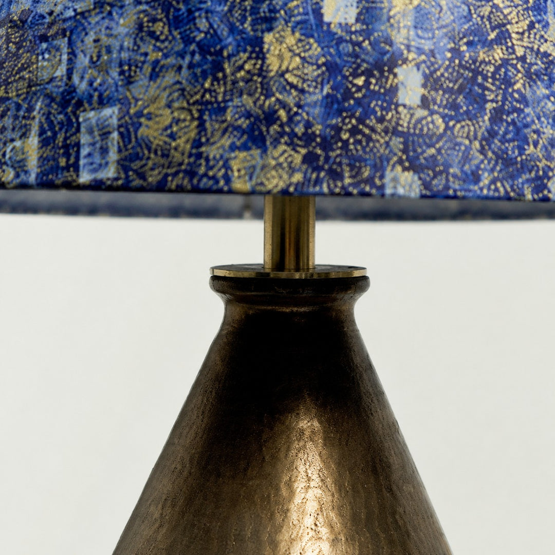 Gilt Blue Fabric Ceramic Table Lamp