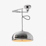 Charger l'image dans la visionneuse de galerie, Adjustable chrome pendant light shown with a warm bulb installed